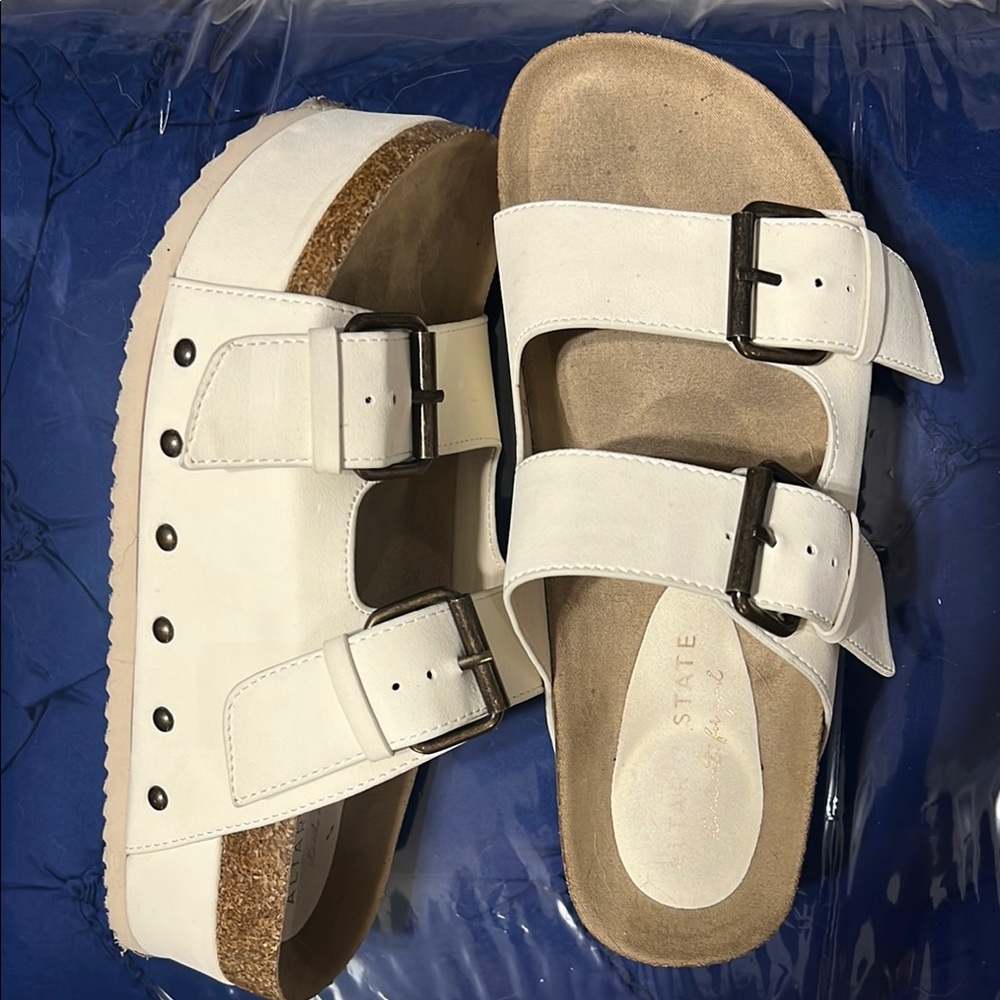 Altar'd State Cream Double Strap Sandals